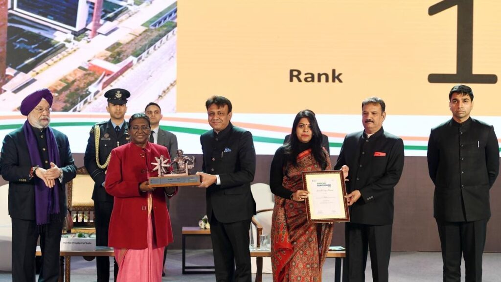 "Top Honors Awarded to Surat and Indore for Cleanliness in Swachh Survekshan 2023"