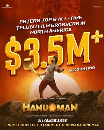 Hanu-Man Soars to All-Time Top 5 Highest Telugu Grossers in North America