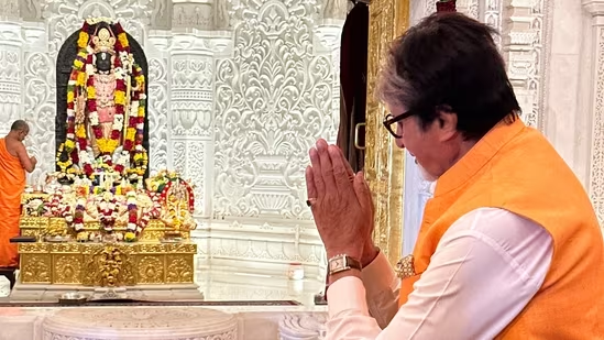 "Amitabh Bachchan's Spiritual Sojourn: Shares Captivating Photo from Ayodhya's Ram Temple Visit, Describing the Experience as Sublime and Reverent"